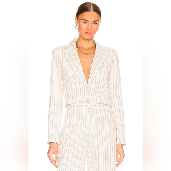 Veronica Beard Armada pinstripe cream crop blazer jacket
